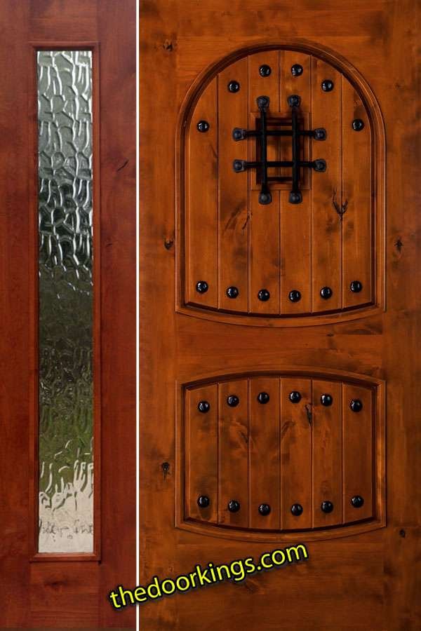 10 panel wood door with two sidelites